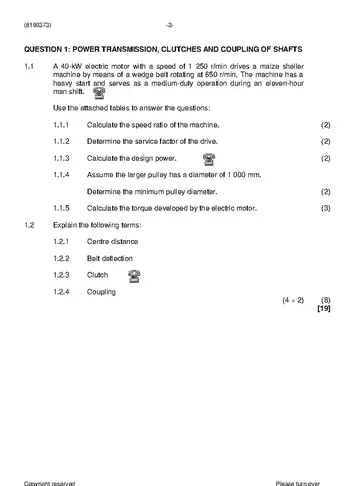 Mechanotechnology N3 April 2021 question paper, first page of questions