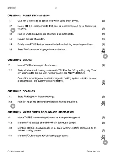 Mechanotechnology N3 November 2023 question paper, first page of questions