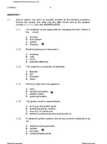 Motor Electrical Theory N1 April 2021 question paper, first page of questions