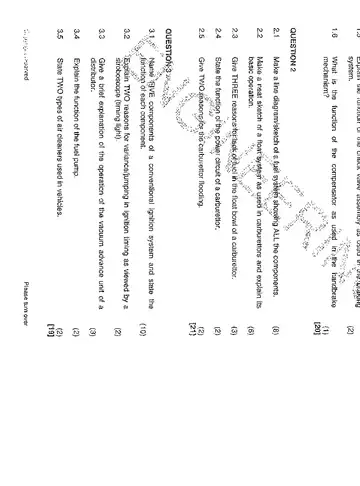 Motor Trade Theory N2 November 2013 question paper, first page of questions