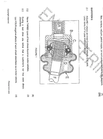 Motor Trade Theory N2 November 2014 question paper, first page of questions