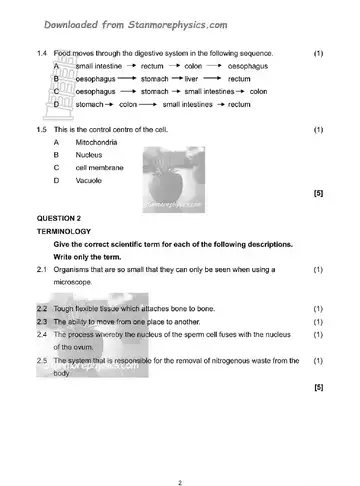 Natural Sciences Grade 9 March Test 2026 (KwaZulu-Natal) question paper, first page of questions