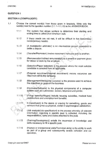 Office Practice N6 November 2013 question paper, first page of questions