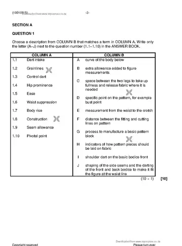 Pattern Construction N5 November 2019 question paper, first page of questions