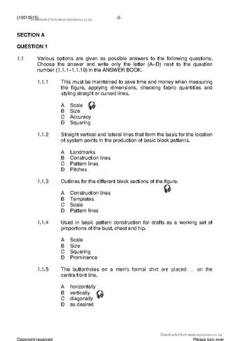Pattern Construction N5 June 2021 question paper, first page of questions