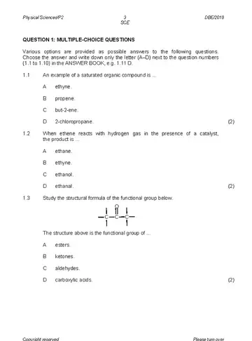 Physical Science Grade 12 May/June 2018 Paper 2 question paper, first page of questions