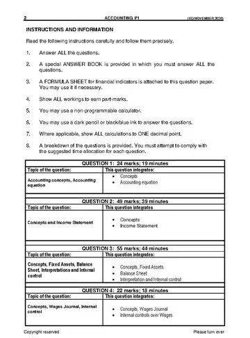 Physical Sciences Grade 10 November 2020 Paper 1 question paper, first page of questions