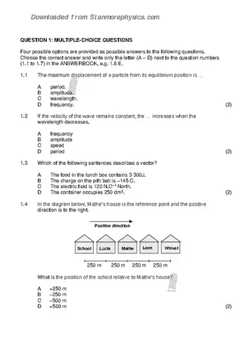 Physical Sciences Grade 10 November 2023 Paper 1 (Gauteng) question paper, first page of questions