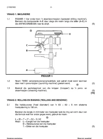 Platers Theory N2 April 2019 question paper, first page of questions