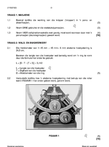 Platers Theory N2 November 2020 question paper, first page of questions