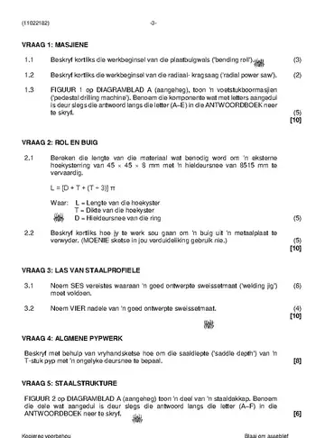 Platers Theory N2 April 2021 question paper, first page of questions