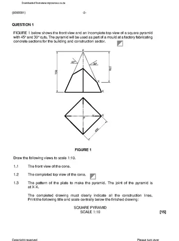 Plating and Structural Steel Drawing N1 August 2021 question paper, first page of questions