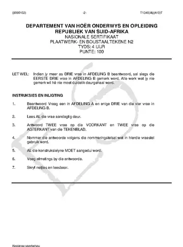 Plating and Structural Steel Drawing N2 April 2018 question paper, first page of questions