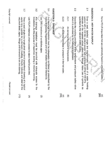 Plumbing Theory N2 November 2013 question paper, first page of questions