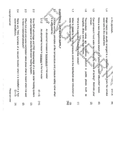 Plumbing Theory N2 November 2014 question paper, first page of questions