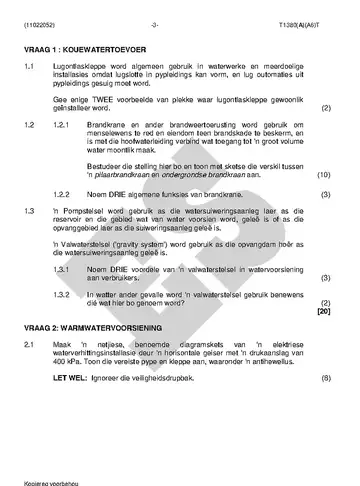 Plumbing Theory N2 April 2018 question paper, first page of questions