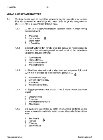 Plumbing Theory N2 April 2021 question paper, first page of questions