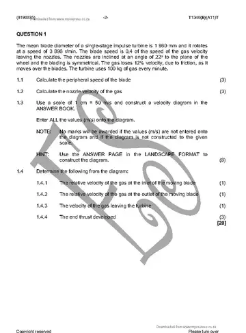 Power Machines N5 April 2016 question paper, first page of questions
