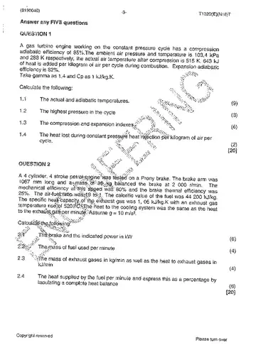 Power Machines N6 November 2014 question paper, first page of questions