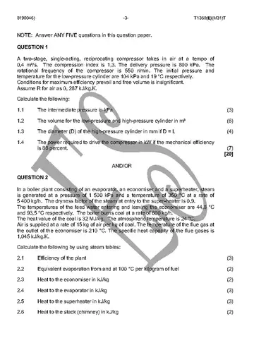 Power Machines N6 April 2016 question paper, first page of questions