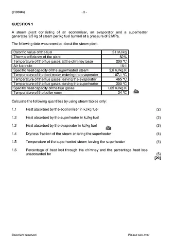 Power Machines N6 April 2019 question paper, first page of questions