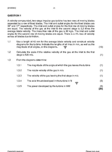 Power Machines N6 November 2020 question paper, first page of questions