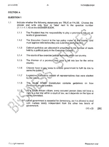 Public Administration N4 June 2014 question paper, first page of questions