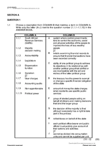 Public Finance N5 June 2019 question paper, first page of questions
