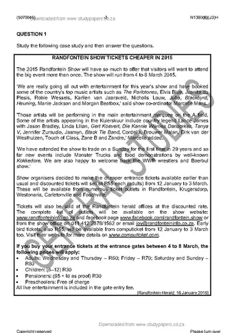 Public Relations N6 June 2016 question paper, first page of questions