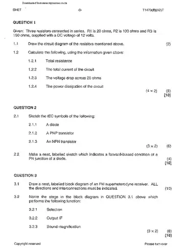 Radio and Television Theory N1 April 2013 question paper, first page of questions