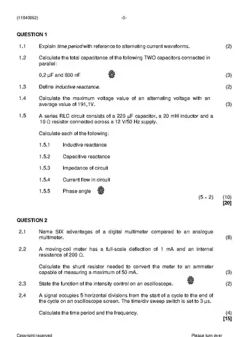 Radio Theory N2 April 2021 question paper, first page of questions