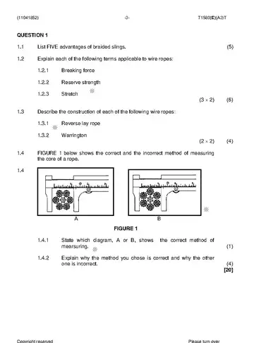 Rigging Theory N2 April 2019 question paper, first page of questions