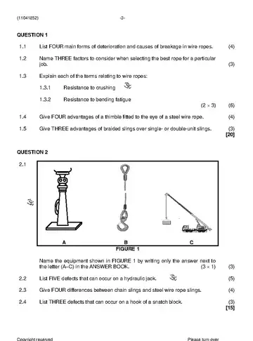 Rigging Theory N2 April 2021 question paper, first page of questions