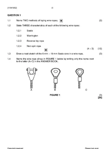 Rigging Theory N2 August 2021 question paper, first page of questions