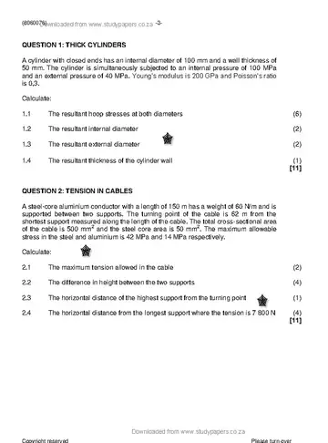 Strength of Materials and Structures N6 April 2021 question paper, first page of questions