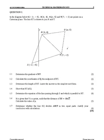 Technical Mathematics Grade 11 November 2025 Paper 2 question paper, first page of questions