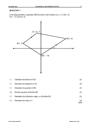 Technical Mathematics Grade 12 June 2026 Paper 2 question paper, first page of questions