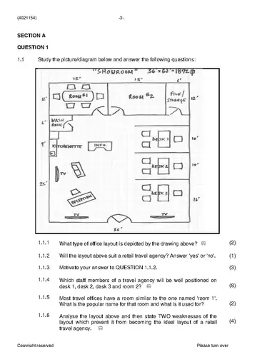 Travel Office Procedures N4 June 2019 question paper, first page of questions