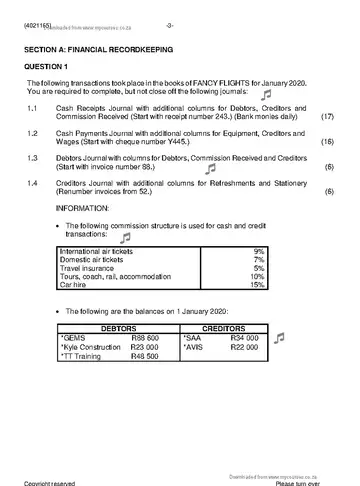 Travel Office Procedures N5 November 2020 question paper, first page of questions