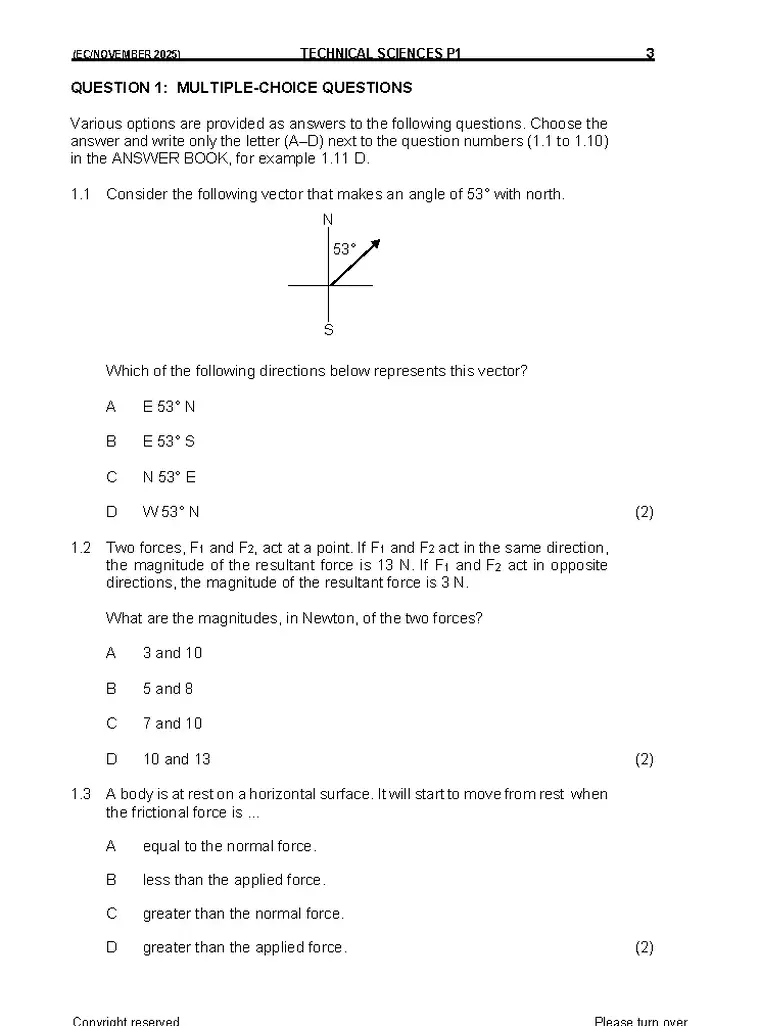Technical Sciences Grade 11 Term 4 2025 question paper preview