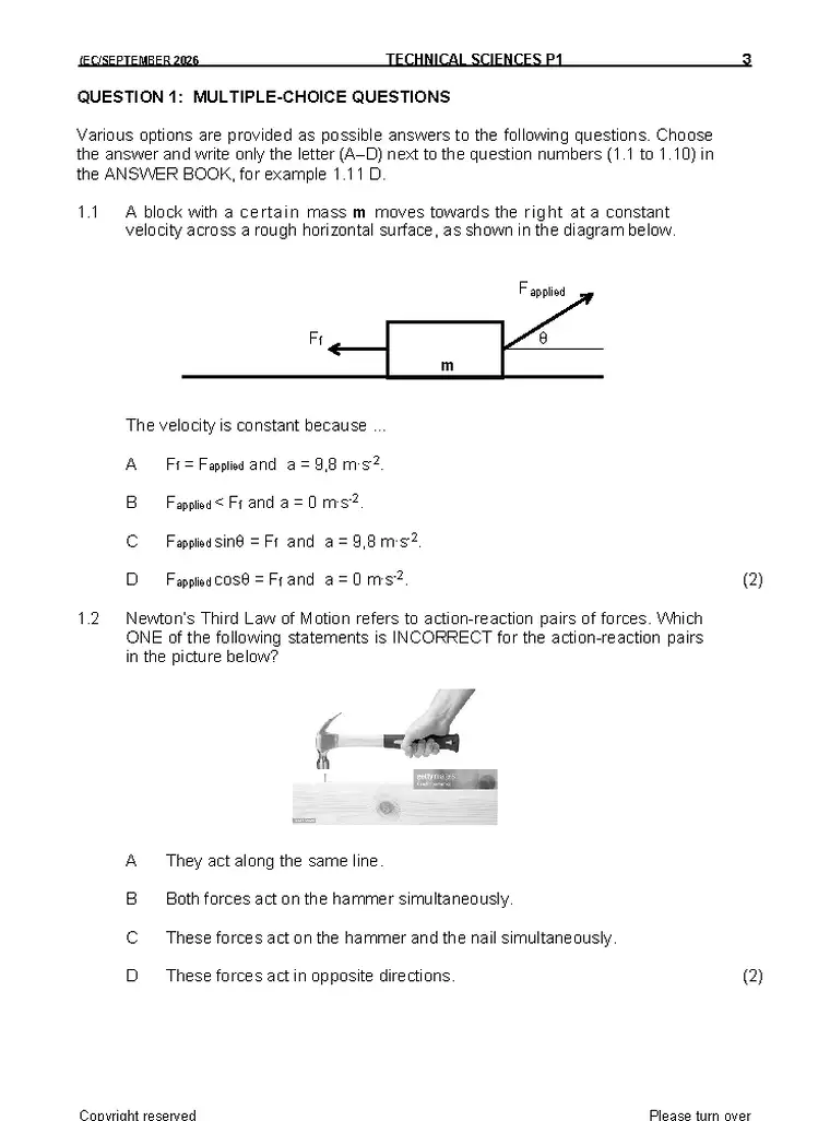 Technical Sciences Grade 12 Term 3 2026 question paper preview