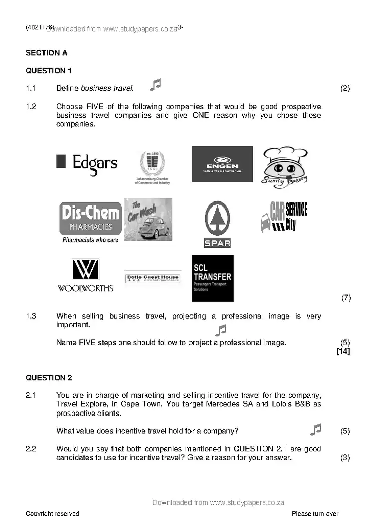 Travel Office Procedures N6 November 2020 question paper preview