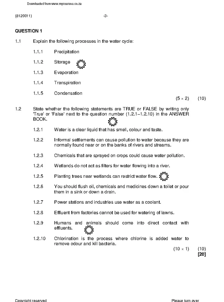 Waste Water Treatment Practice N1 August 2021 question paper preview