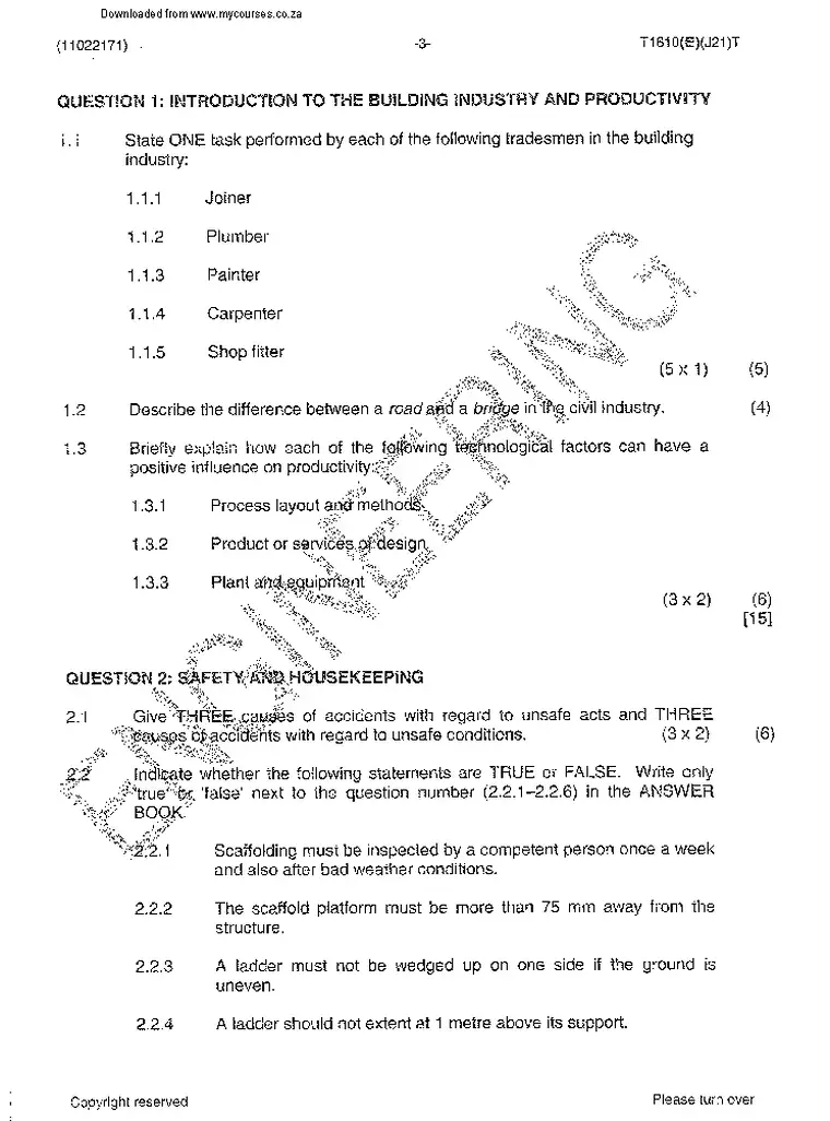 Woodworkers TheoryN1 N1 July 2014 question paper preview