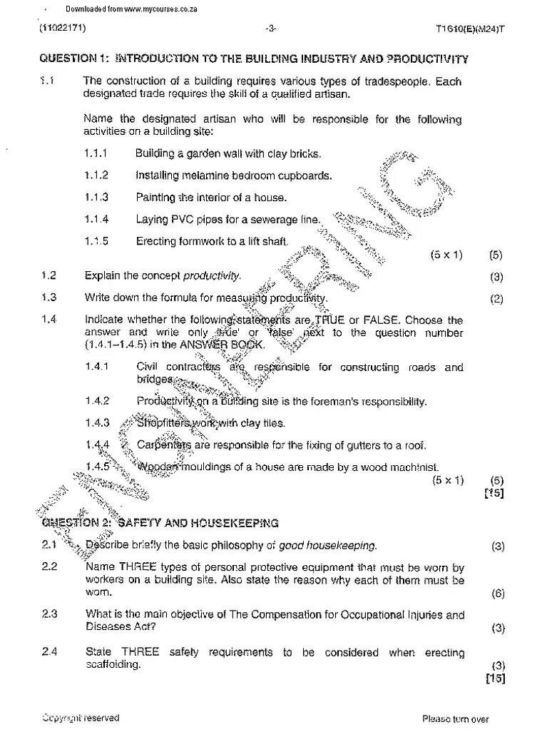 Woodworkers TheoryN1 N1 March 2014 question paper preview