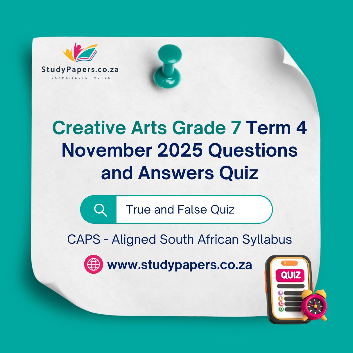 Creative Arts Grade 7 Term 4 November 2025 Questions and Answers Quiz