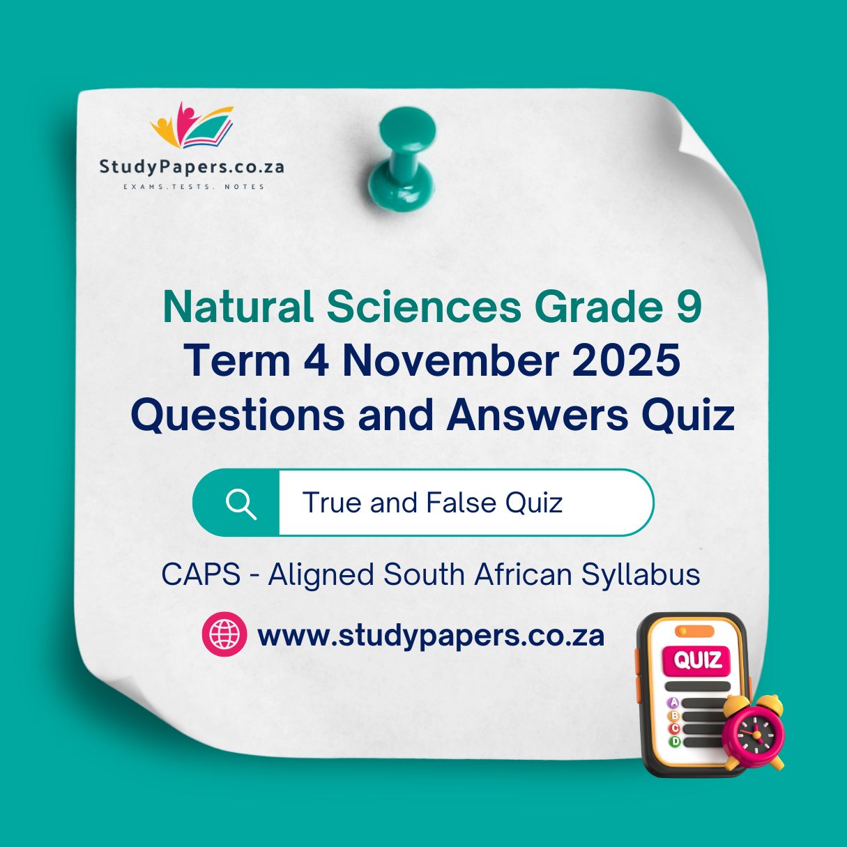 Natural Sciences Grade 9 Term 4 November 2025 Questions and Answers Quiz